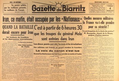 Une de la Gazette de Biarritz du 4 septembre 1936