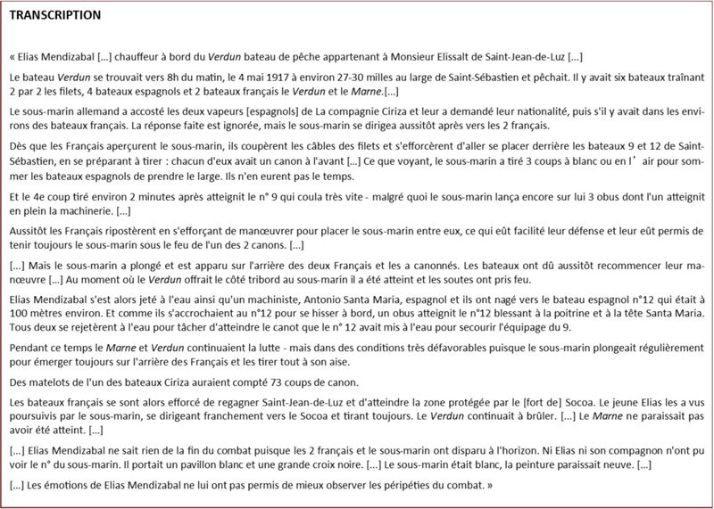 Document 2 - Déclaration faite au consulat de France à Saint-Sébastien par Elias Mendizabal (1 M 113)