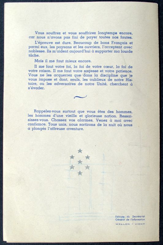Tract anniversaire de la prise de fonction du Maréchal Pétain
